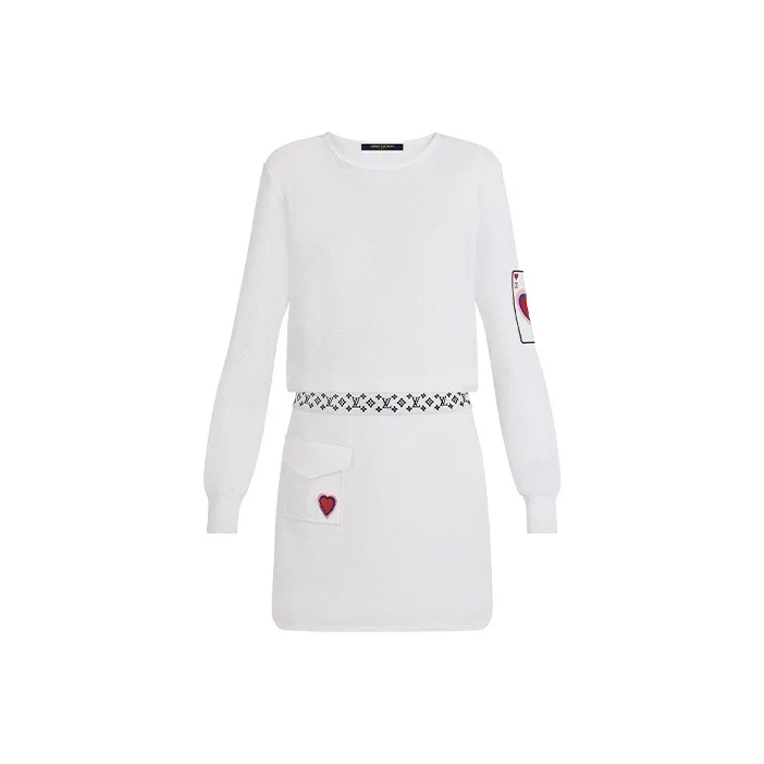 LOUIS VUITTON New Quarterly Products Of LV Long-Sleeved Dresses Women's White-0