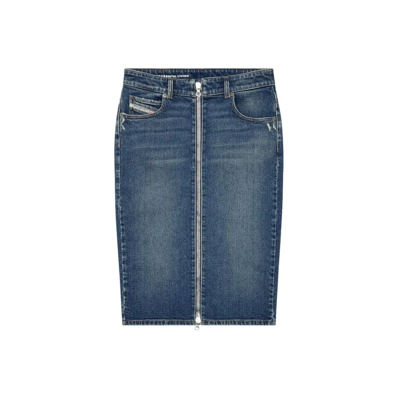 DIESEL Denim Long Skirts Women's Dark Denim Blue-0