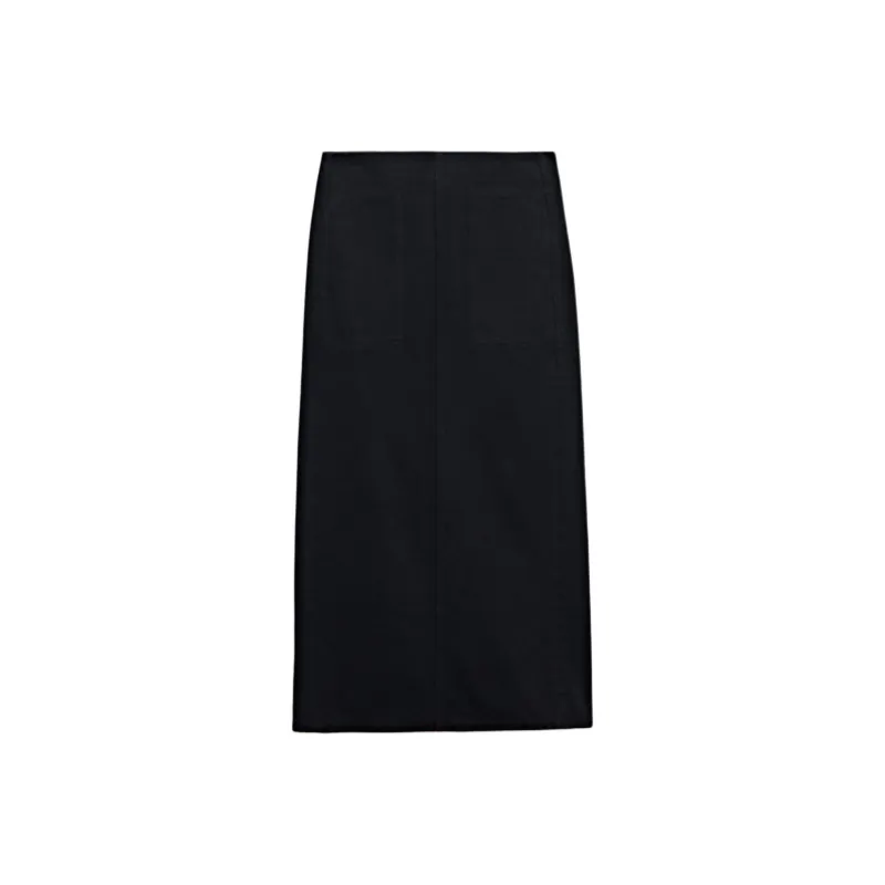 Massimo Dutti Denim Long Skirts Women's Black-0
