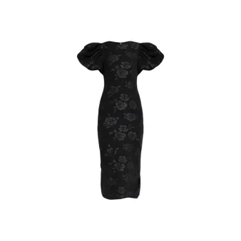 Rotate Floral Puff Sleeve Midi Dress