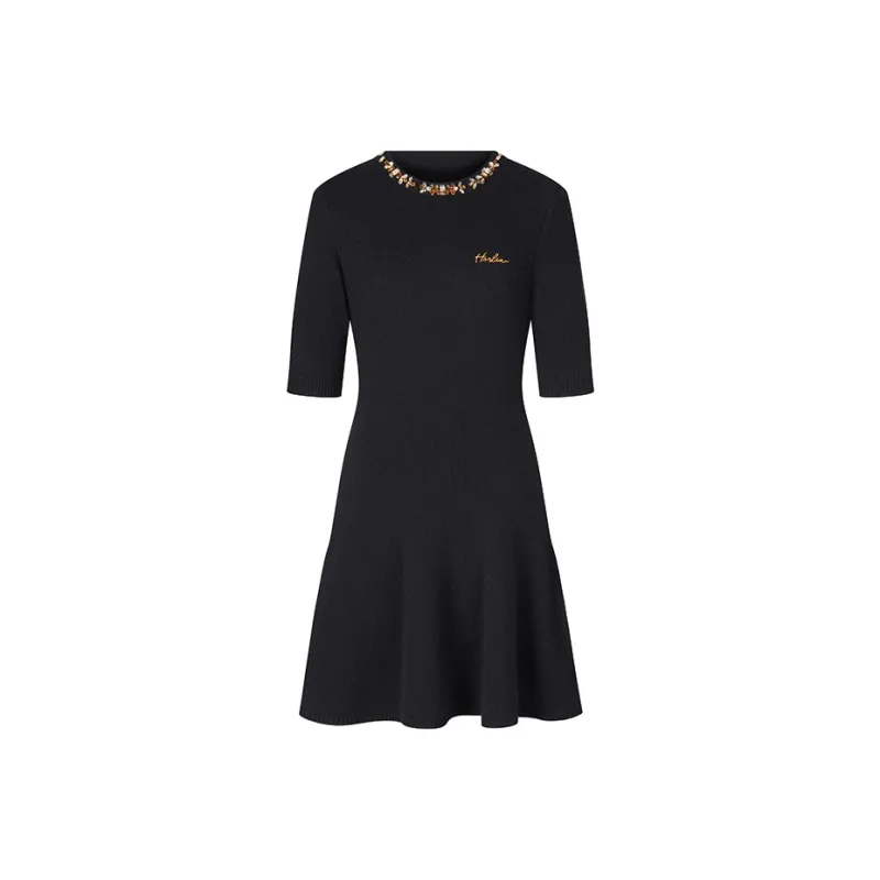 HERLIAN Short Sleeved Dress Women's Black-0