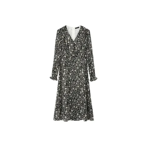 NINE WEST Long Sleeved Dresses Women's Black Beige