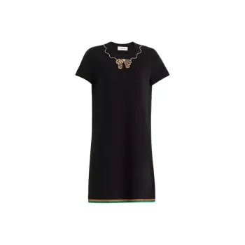 COACH Restored Crystal Embellished Sweater Short-Sleeved Dresses Women's Black
