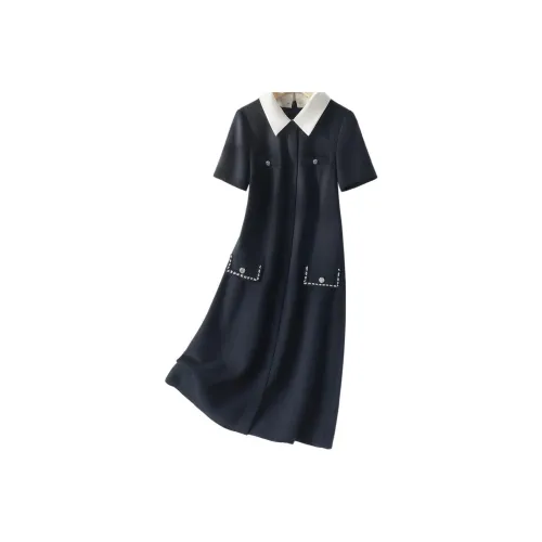 IHIMI Short Sleeved Dresses Women's Navy Blue
