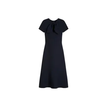 SCANLAN THEODORE Crepe Knit Cravat Dress Short-Sleeved Dresses Women's Navy/Marine Blue