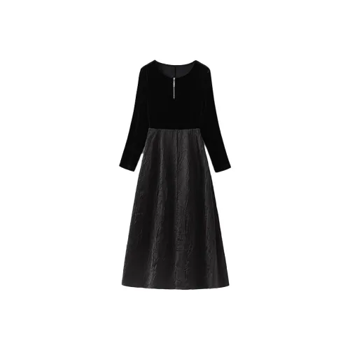 Mapping Long Sleeved Dresses Women's Black