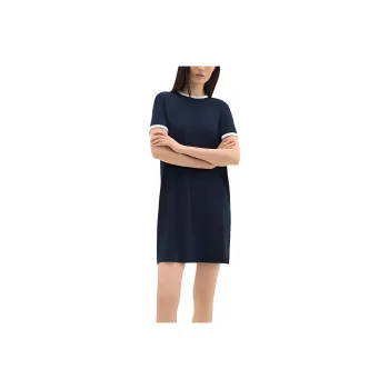 THEORY Short Sleeved Dress Women's Navy Blue/White