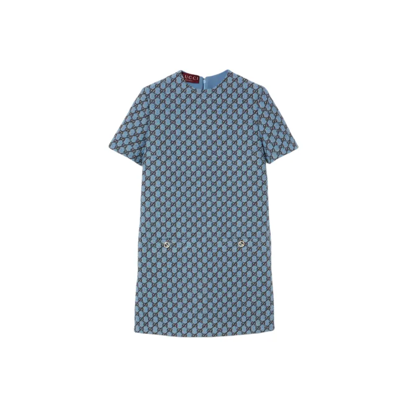 GUCCI Embroidered Tweed Zip Up Dress-0