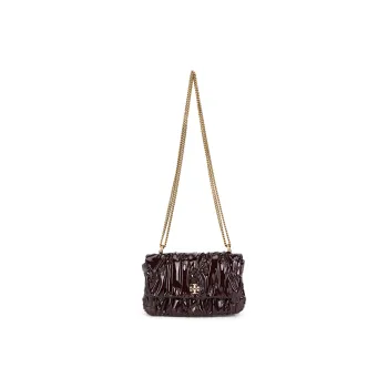 TORY BURCH Kira Patent Leather Genuine Leather Bonded Portable Crossbody Bag Shoulder Bag Women's Dark Reddish Purple