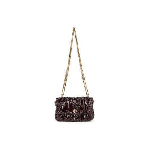 TORY BURCH Kira Patent Leather Genuine Leather Bonded Portable Crossbody Bag Shoulder Bag Women's Dark Reddish Purple
