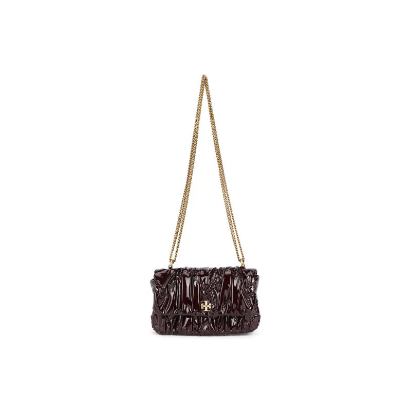 TORY BURCH Kira Patent Leather Genuine Leather Bonded Portable Crossbody Bag Shoulder Bag Women's Dark Reddish Purple-0