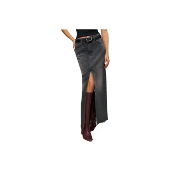 Reformation Denim Long Skirts Women's Liman Color