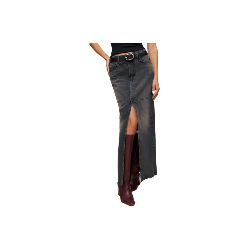 Reformation Denim Long Skirts Women's Liman Color-0