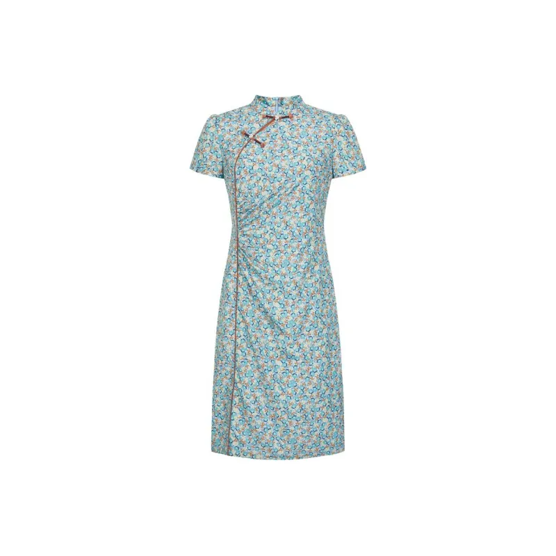 JZ. ANNAKRO Short-Sleeved Dresses Women's Floral Sky Blue-0
