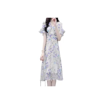Mapping Short-Sleeved Dresses Women's Multicolor