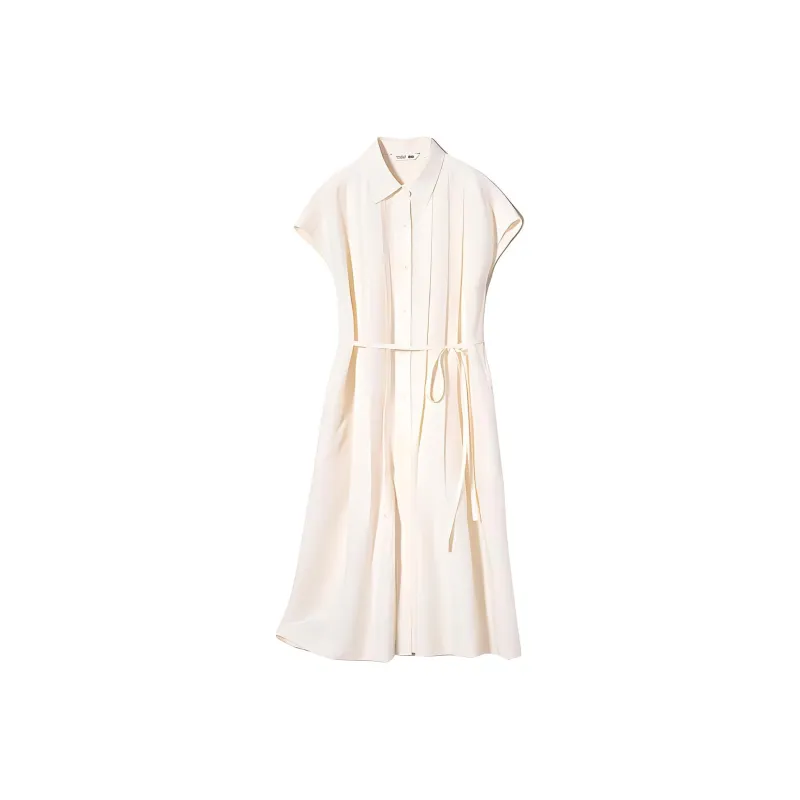 UNIQLO Short Sleeved Dress Women's Light Beige-0