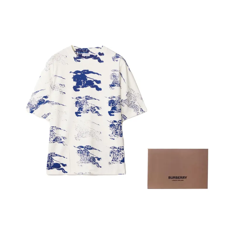 Burberry Allover Logo Prined Crewneck T-Shirt-3