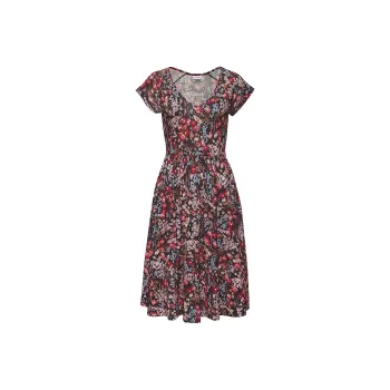 Victoria's Secret LASCANA Cap Sleeve V-Neck Mini Dress / Floral Short-Sleeved Dresses Women's Red