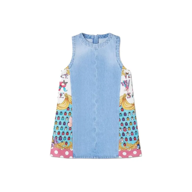 VERSACE X Dua Lipa Butterflies Denim Mini Dress-0
