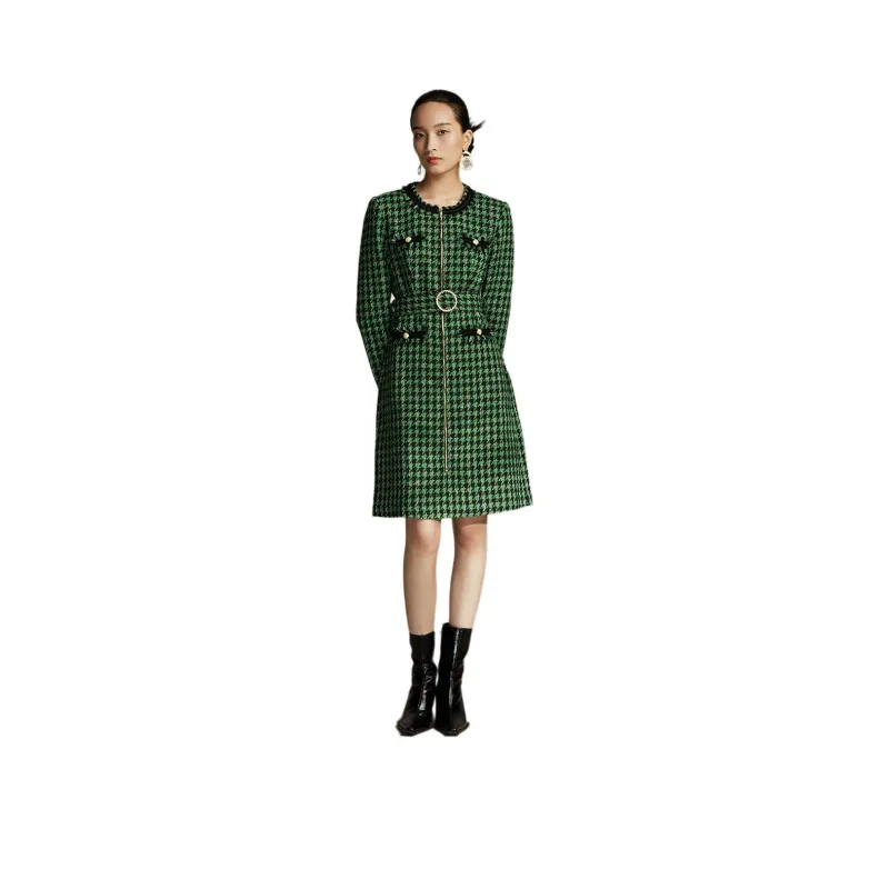 BBLLUUEE Long Sleeved Dress Women's Turquoise Green-0