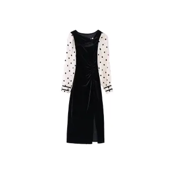 Mapping Long-Sleeved Dresses Women's Black