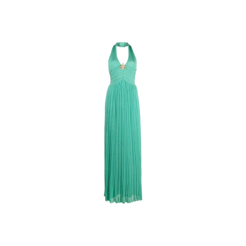 BALMAIN Embellished Pleated Halterneck Gown-0