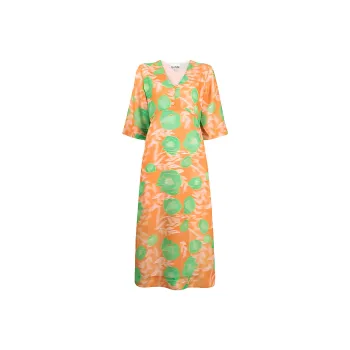 GANNI Floral Printed V Neck Midi Dress
