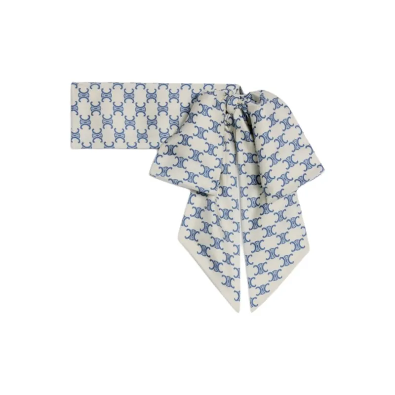 CELINE Silk Scarves Women's Light Blue-2