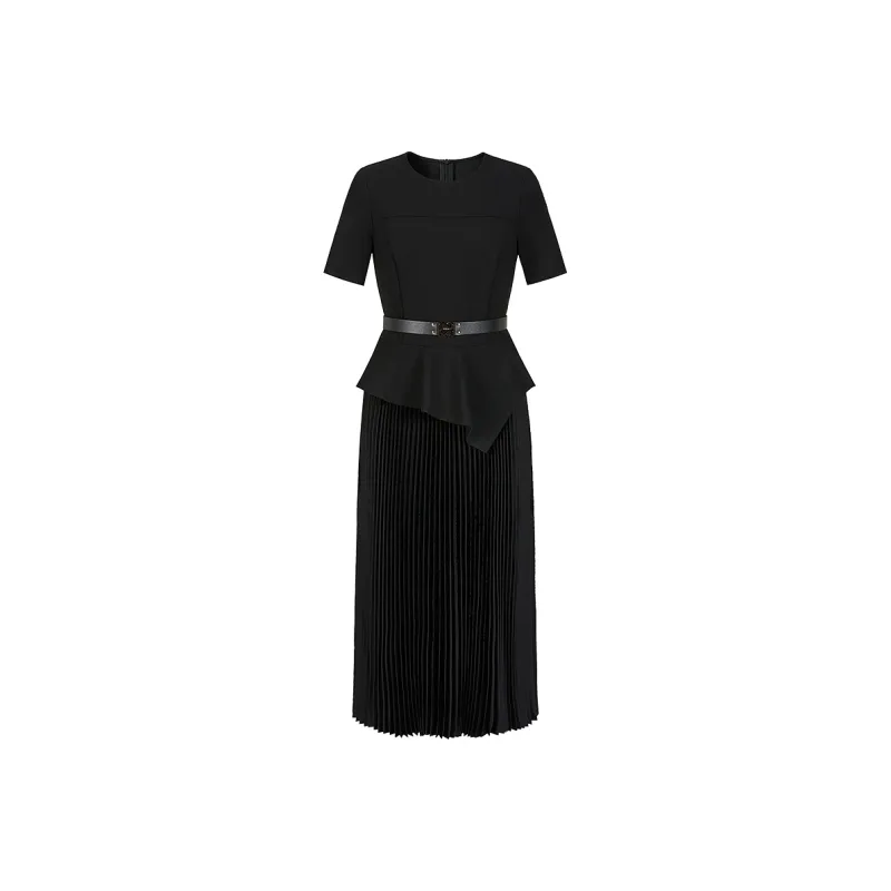 JZ. ANNAKRO Short Sleeved Dresses Women's Plain Black-0