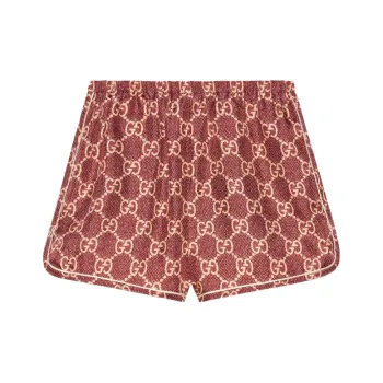 GUCCI Gg Supreme Print Silk Shorts 'Red'