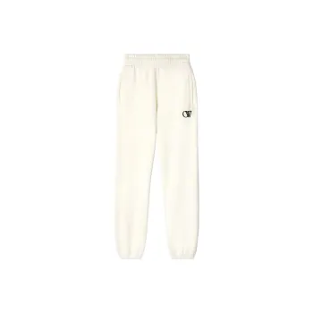 OFF WHITE OW Print Cotton Track Pants Cream White