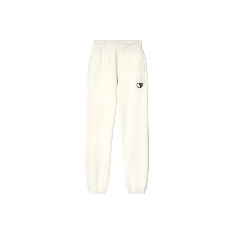 OFF WHITE OW Print Cotton Track Pants Cream White-0