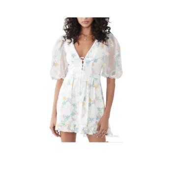 FOR LOVE & LEMONS Majorie Mini Dress Short Sleeved Dresses Women's Ivory