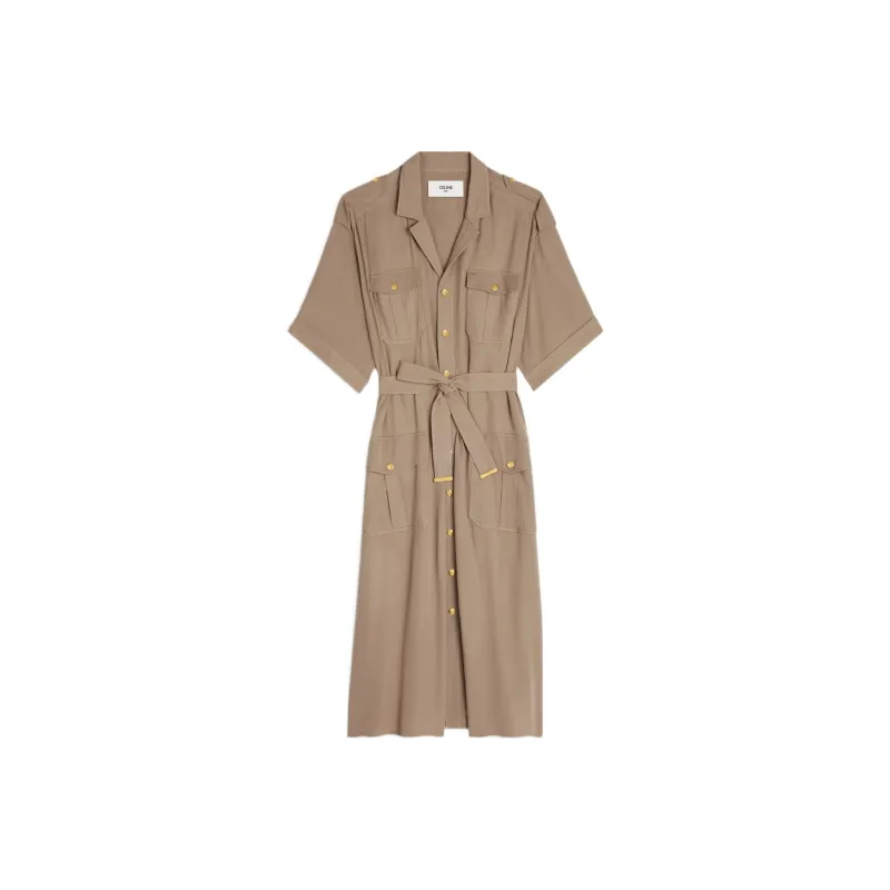CELINE Short Sleeved Dresses Women's Apricot-0