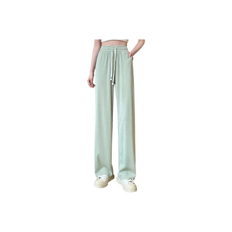 JEANSWEST Fashion Versatile Thin Micro Stretch Comfortable High Waist Wide Leg Draped Ice Silk Summer Women's-12