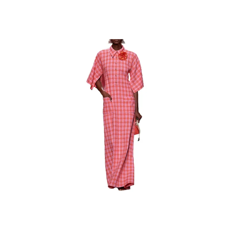 CHANEL 24 New Spring And Summer Arrivals Long-Sleeved Dresses Women's Pink-0