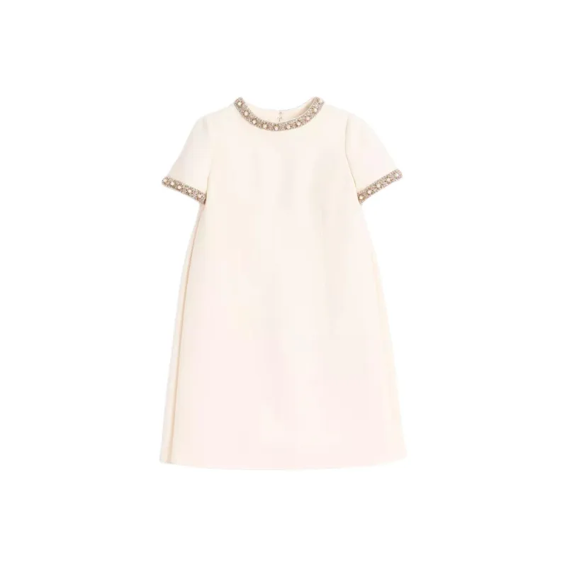Valentino Crepe Couture Embroidered Mini Dress-0