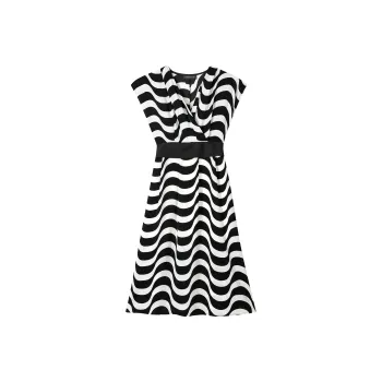 EIDOLON GRAIN Short Sleeved Dresses Women's Black White Stripes