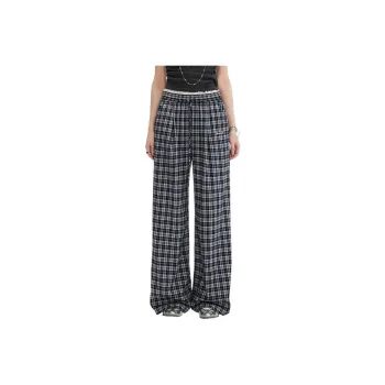 UNIFREE Casual Pants Women's Navy Blue Plaid