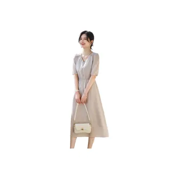 Still Quiet Short Sleeved Dress Women's Light Khaki