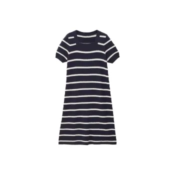 UNIQLO Short-Sleeved Dresses Women's Blue White Stripes
