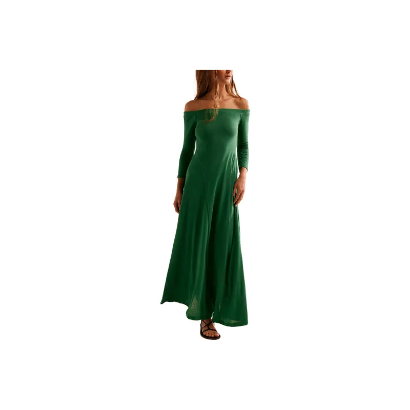 FREE PEOPLE Carrie Midi Long-Sleeved Dresses Women's Mermaid/Beautiful Mermaid-0