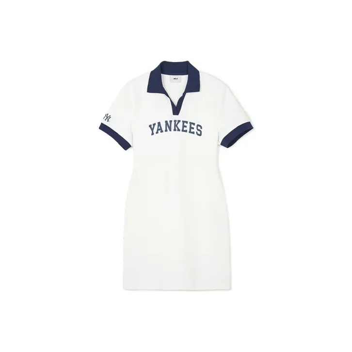 MLB Short Sleeved Dresses Women's Ivory White-0