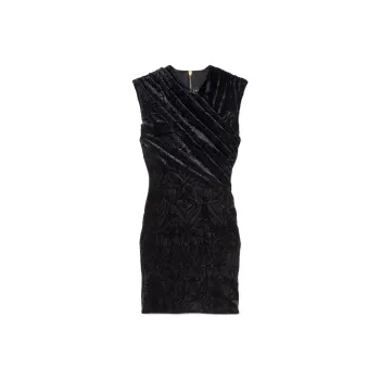 VERSACE Stretch Velvet Cocktail Dress 'Black'