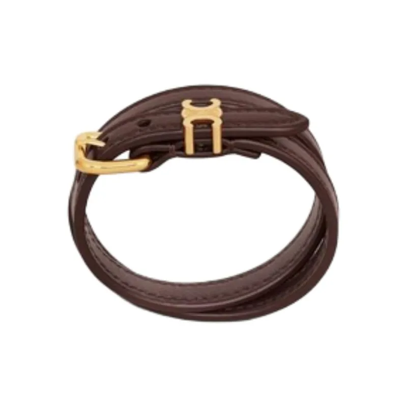 CELINE Calfskin Bracelets Unisex Brown-0