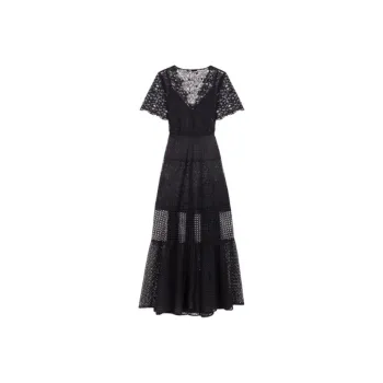 Maje Flared Lace Maxi Dress