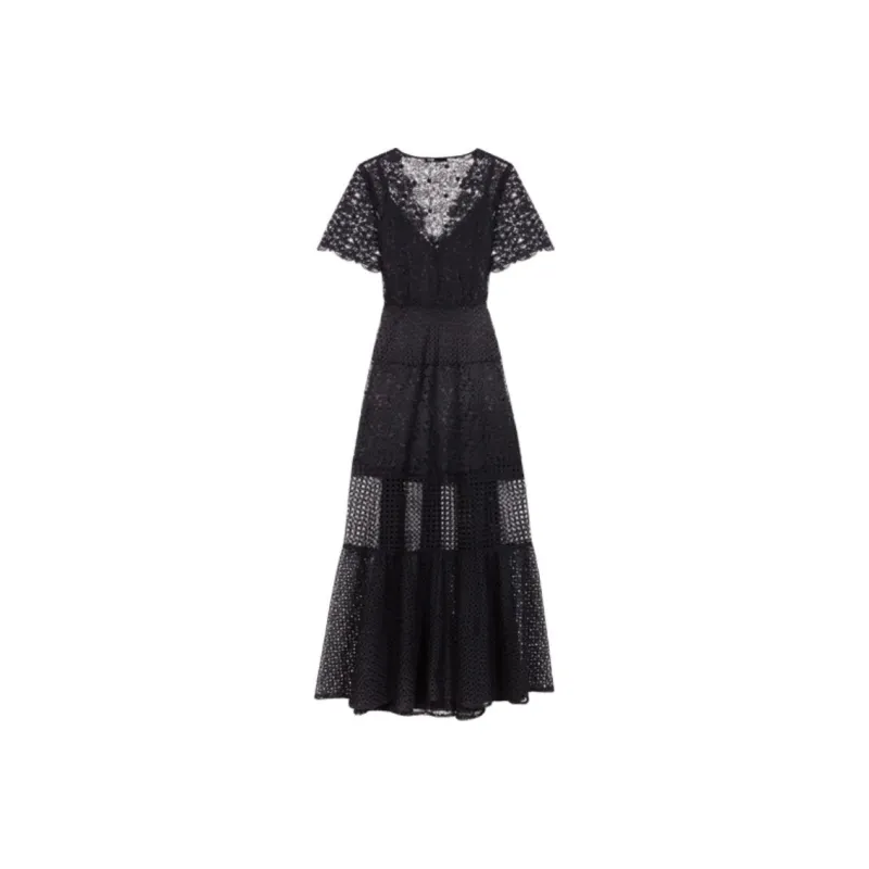 Maje Flared Lace Maxi Dress-0