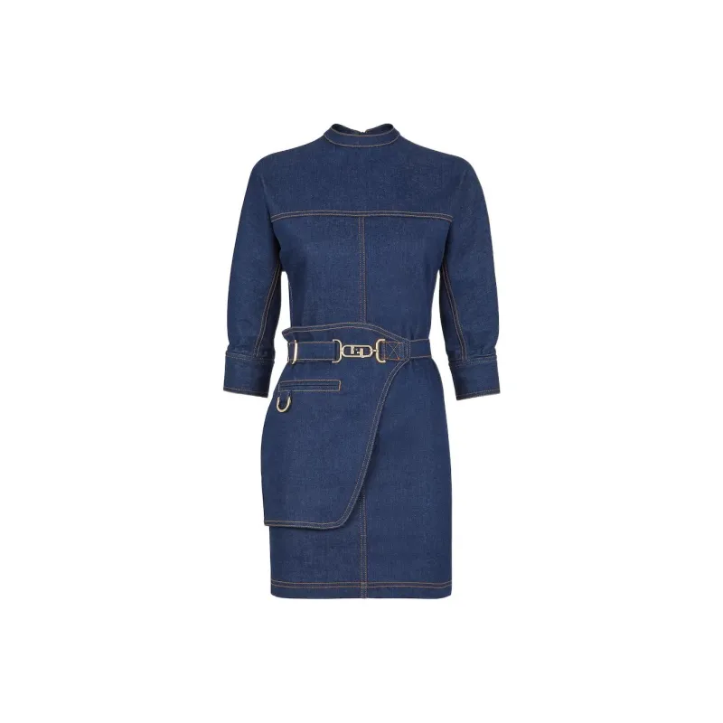 FENDI SS22 Long Sleeved Dresses Women's Blue-0