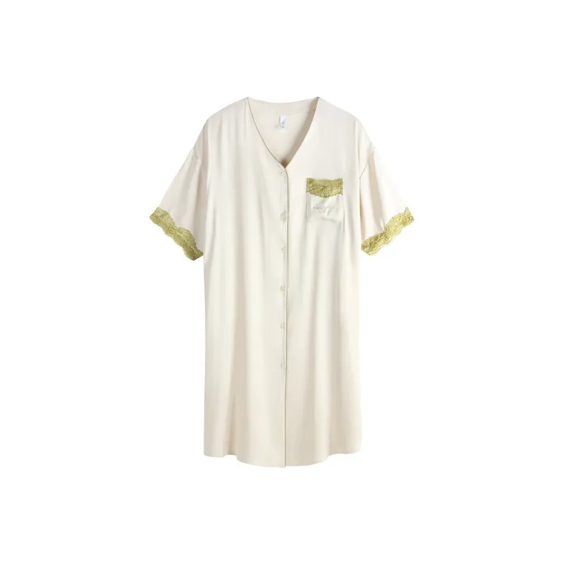 Xuan Liang Nightgown Women's Beige Apricot-0