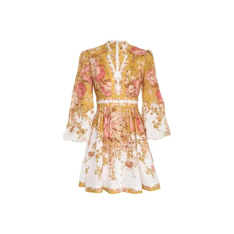 Zimmermann FW22 Long Sleeved Dress Women's Yellow-0